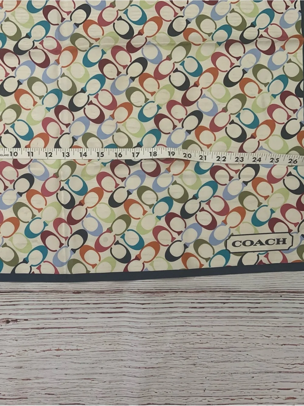 Coach Vintage 100% Silk Signature Monogram Multicolor C Square Scarf